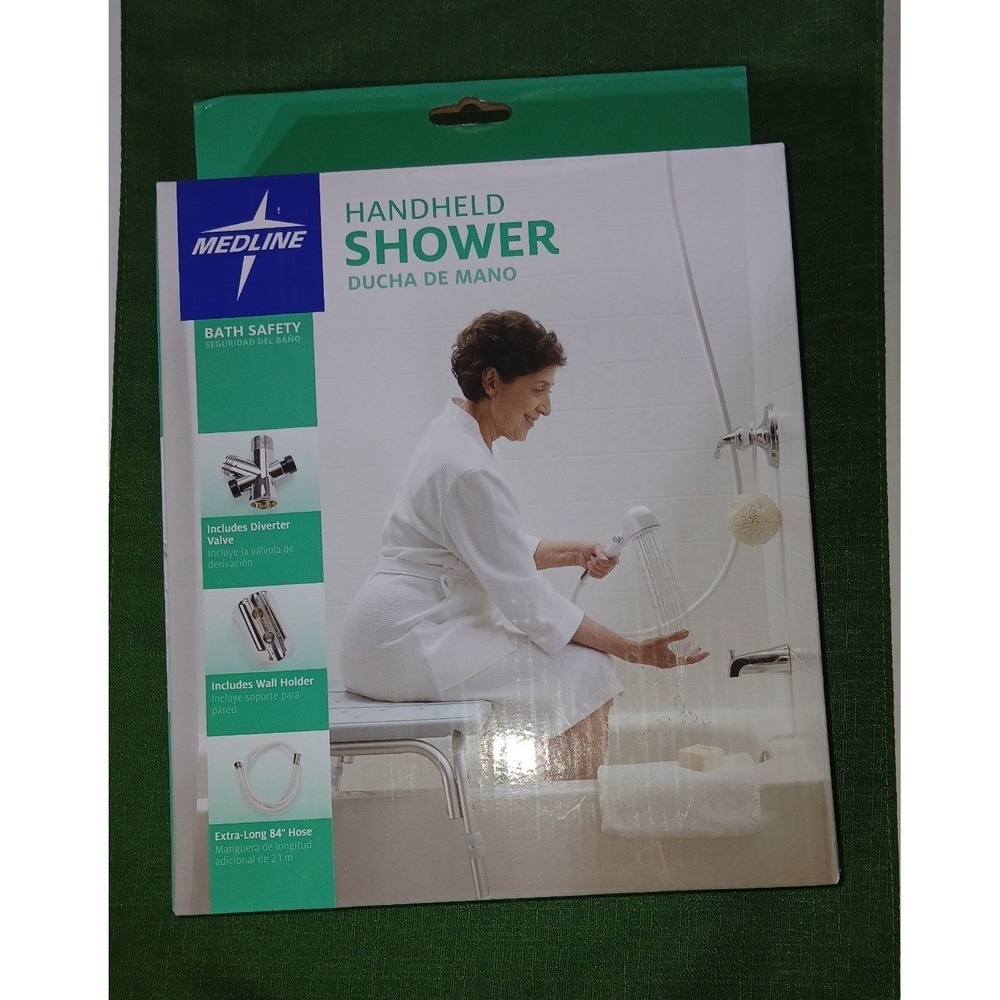 Medline Handheld Shower Head with Extra Long 84 Inch Hose and Diverter Valve